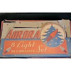 Vtg Aurora Christmas Lights 8 Multicolor Light Set.  Tested And Working